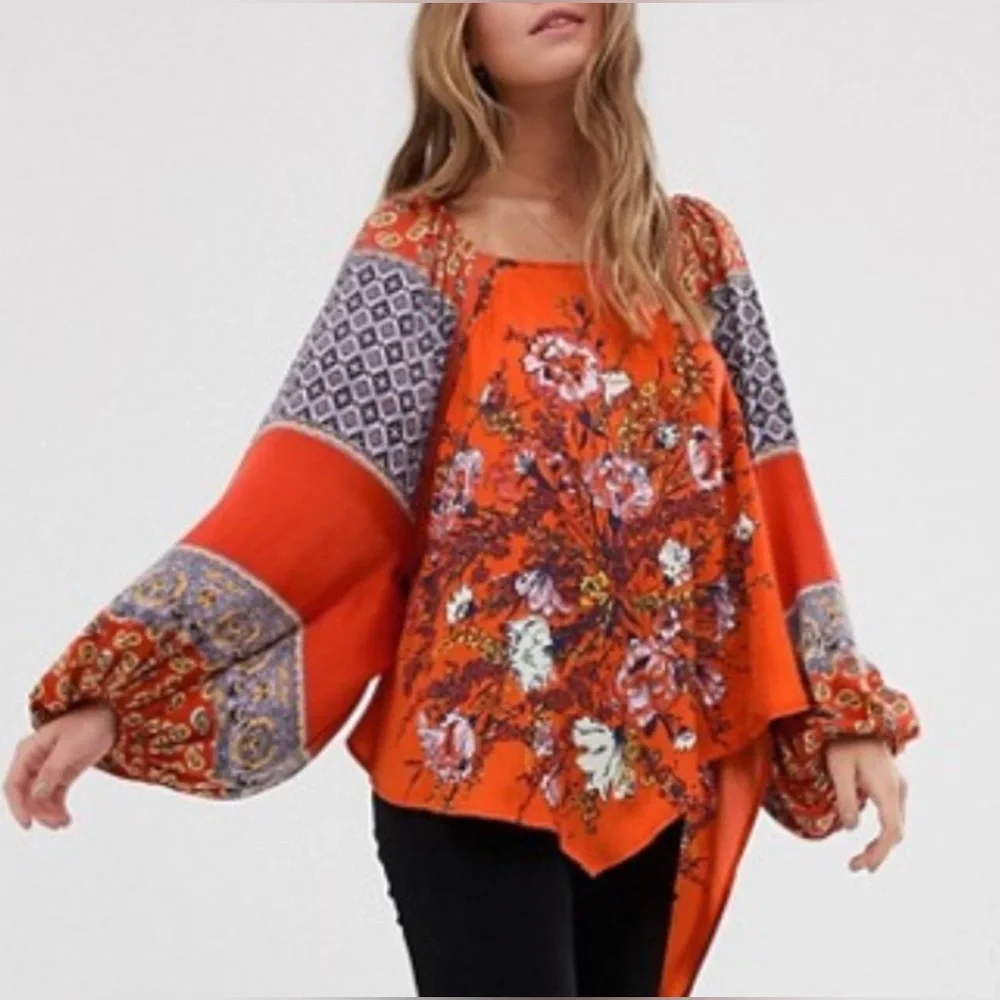 Free People Positano Printed Blouse